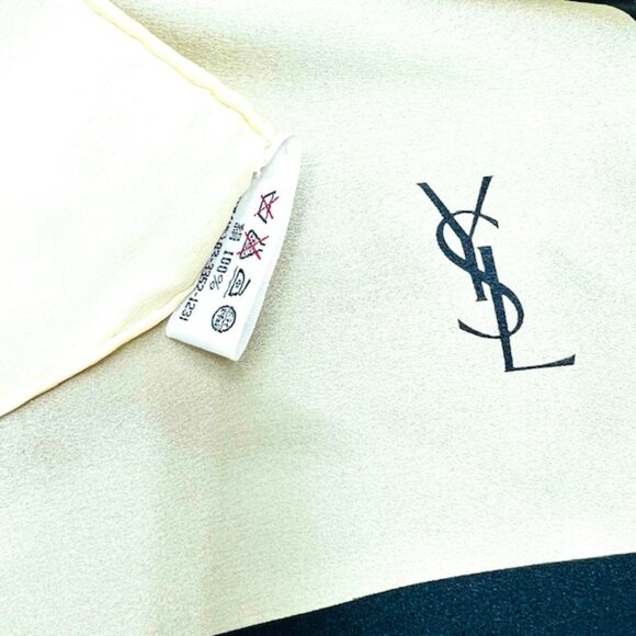 Like New Unbox Yves Saint Laurent Scarf Lg 34"x34"  100% Silk, Colors Block (6) - Picture 7 of 8